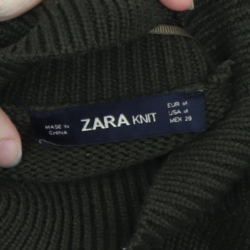 Zara Women Black Roll Neck Cotton Pullover Jumper Size 12