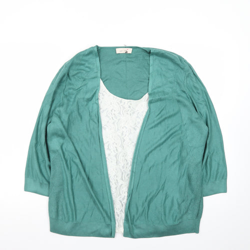 Marks and Spencer Women's Green Open Knit 3/4 Sleeve Cardigan Size 18