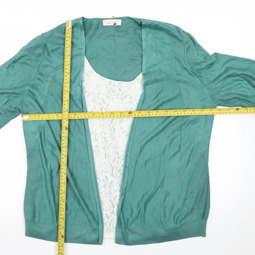 Marks and Spencer Women's Green Open Knit 3/4 Sleeve Cardigan Size 18