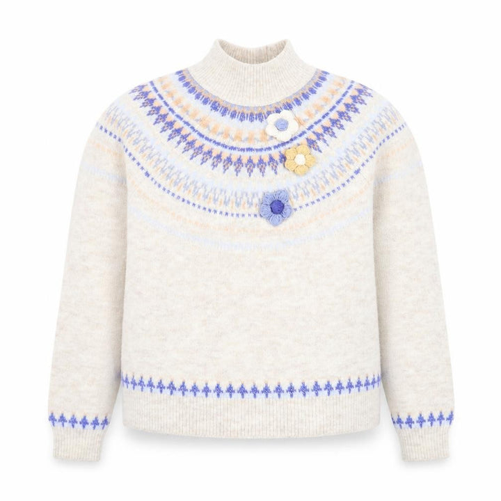 Next Teens Beige Fair Isle Mock Neck Wool Blend Jumper 9yrs