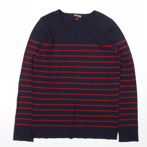 Kirkland Signature Men's Navy Red Striped Pullover Jumper L