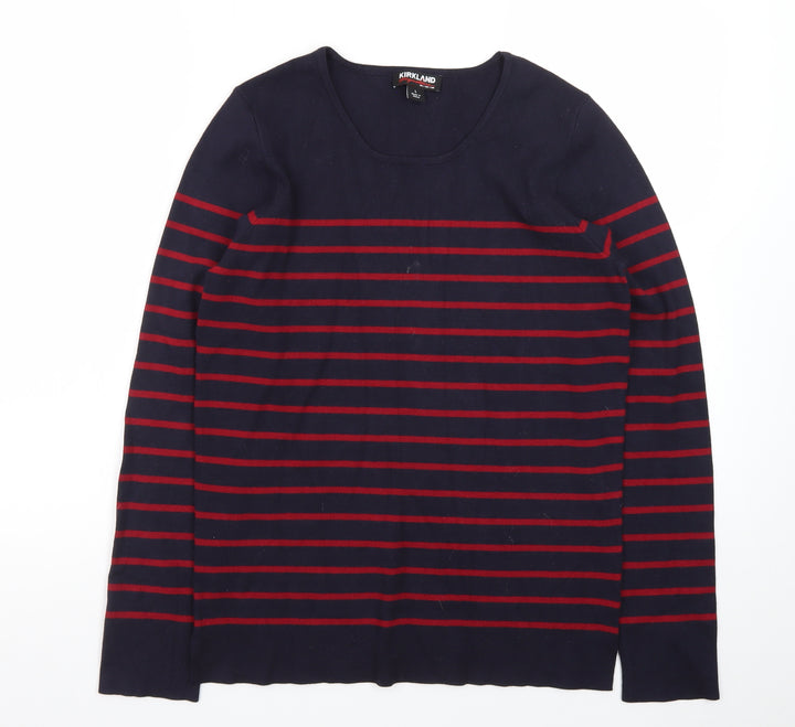 Kirkland Signature Men's Navy Red Striped Pullover Jumper L