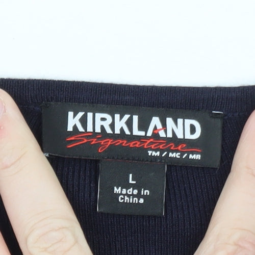 Kirkland Signature Men's Navy Red Striped Pullover Jumper L