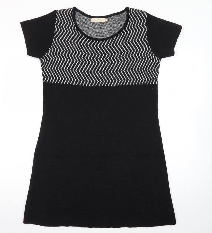 A. IDA Women Black Knee Length Knit Shift Dress L