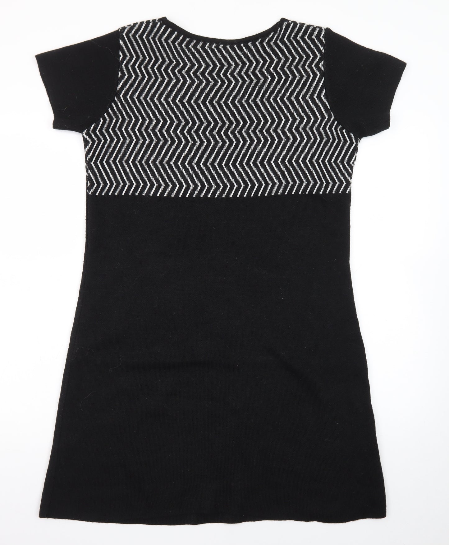 A. IDA Women Black Knee Length Knit Shift Dress L