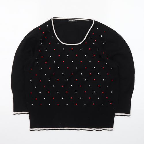 Roman Women’s Black Polka Dot Beaded Pullover Jumper Size 16