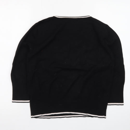 Roman Women’s Black Polka Dot Beaded Pullover Jumper Size 16