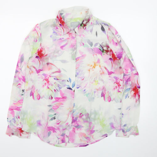 Pure Collection Women's Multicoloured Floral Silk Blouse UK 12