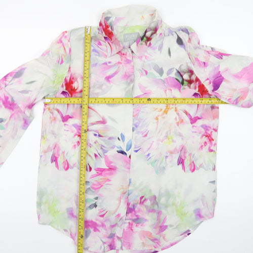 Pure Collection Women's Multicoloured Floral Silk Blouse UK 12
