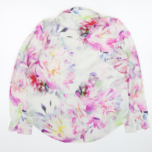 Pure Collection Women's Multicoloured Floral Silk Blouse UK 12