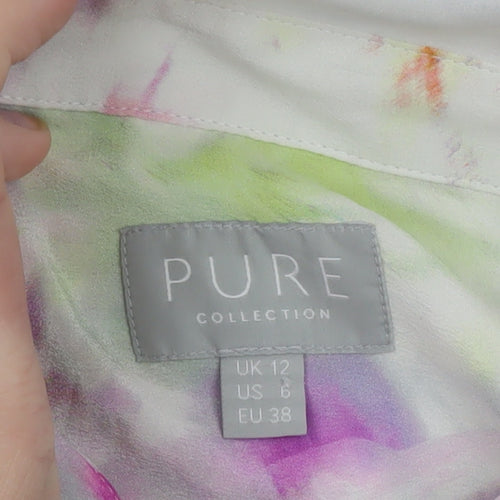 Pure Collection Women's Multicoloured Floral Silk Blouse UK 12