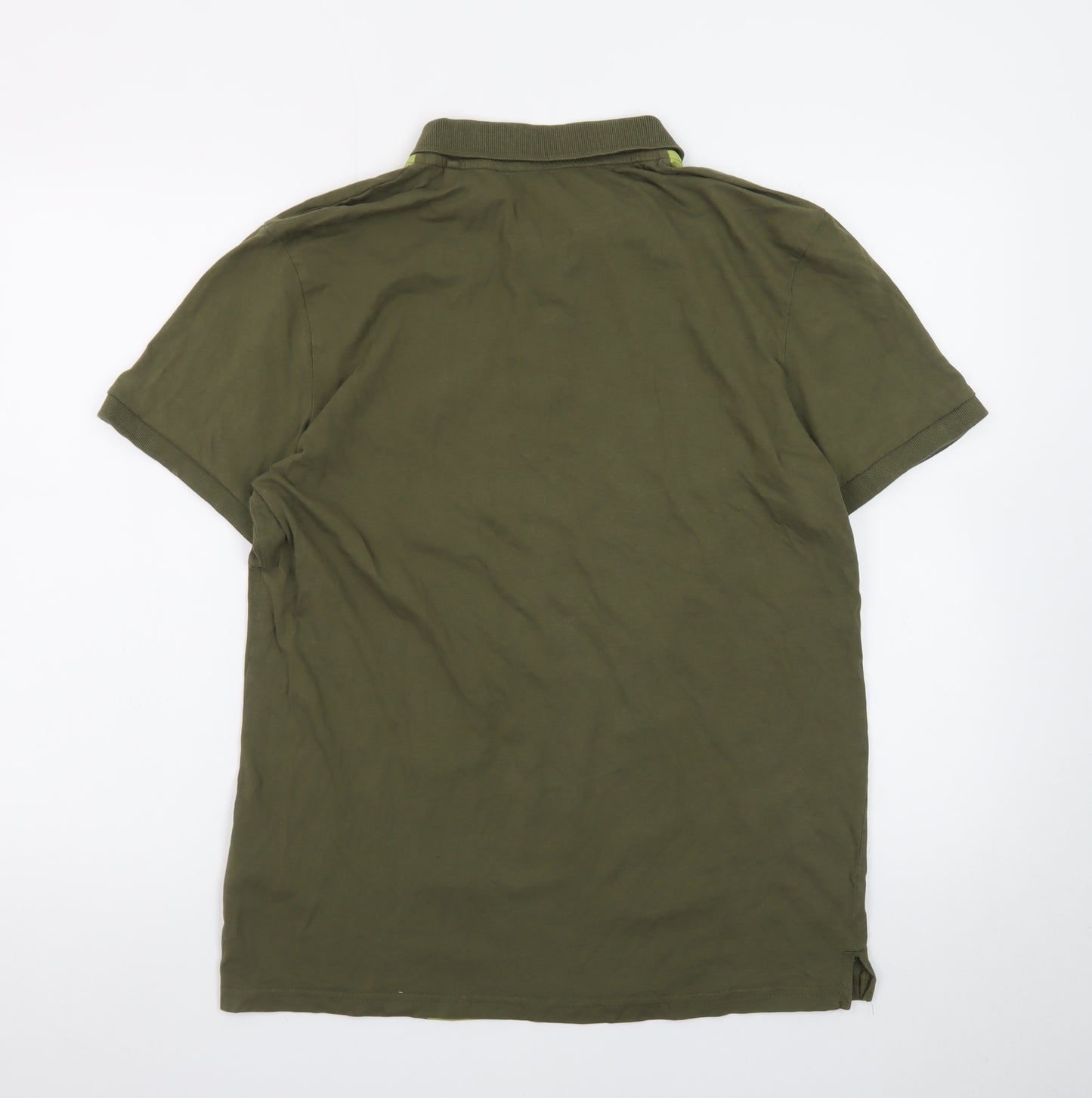 Threadbare Men's Green Colourblock 1/4 Zip Polo Shirt Size L