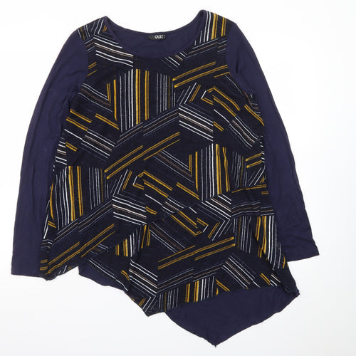 Quiz Women’s Blue Geometric Long Sleeve Tunic Jumper Size 8