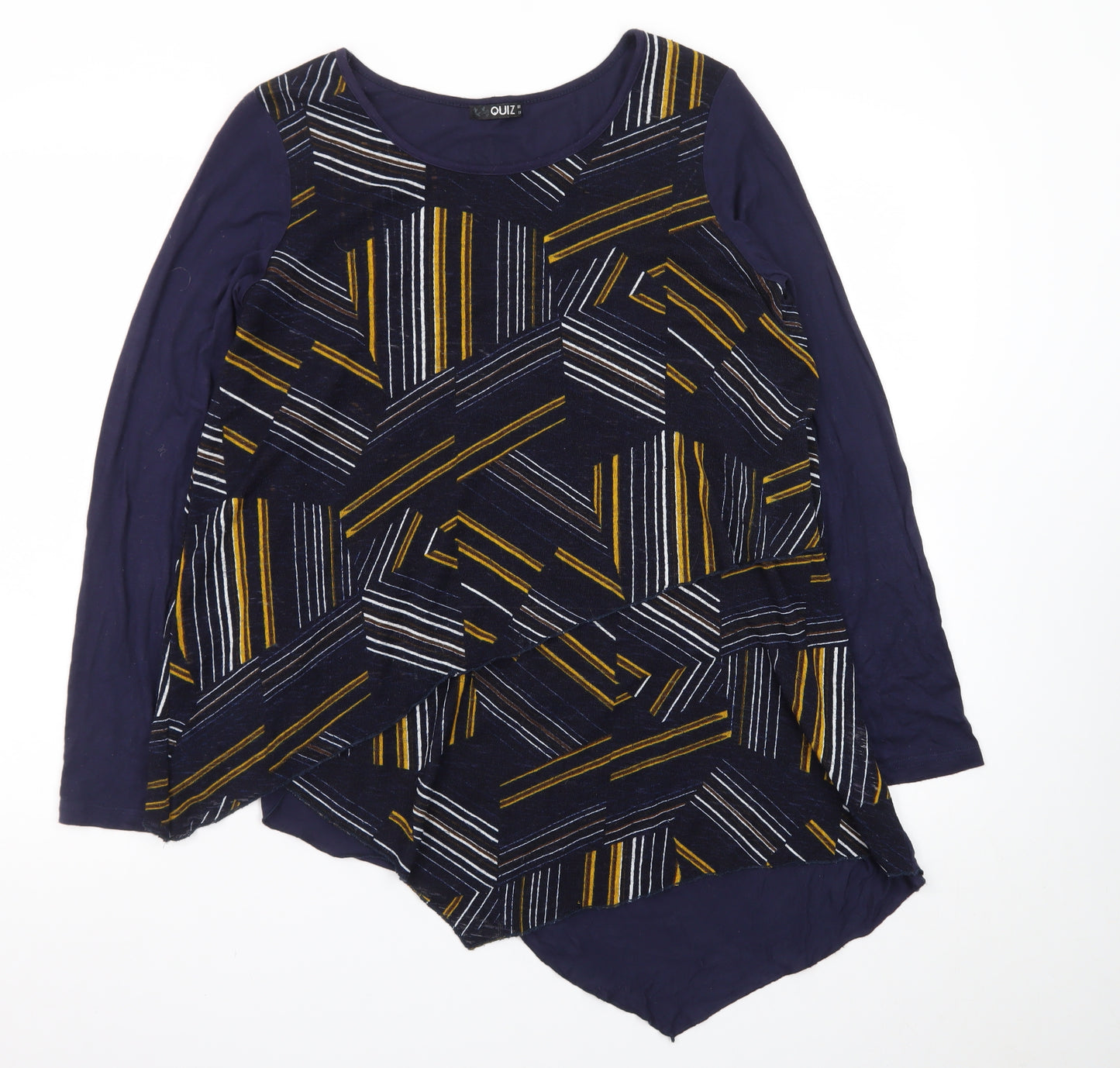 Quiz Women’s Blue Geometric Long Sleeve Tunic Jumper Size 8