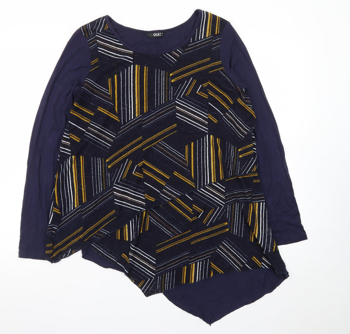 Quiz Women’s Blue Geometric Long Sleeve Tunic Jumper Size 8