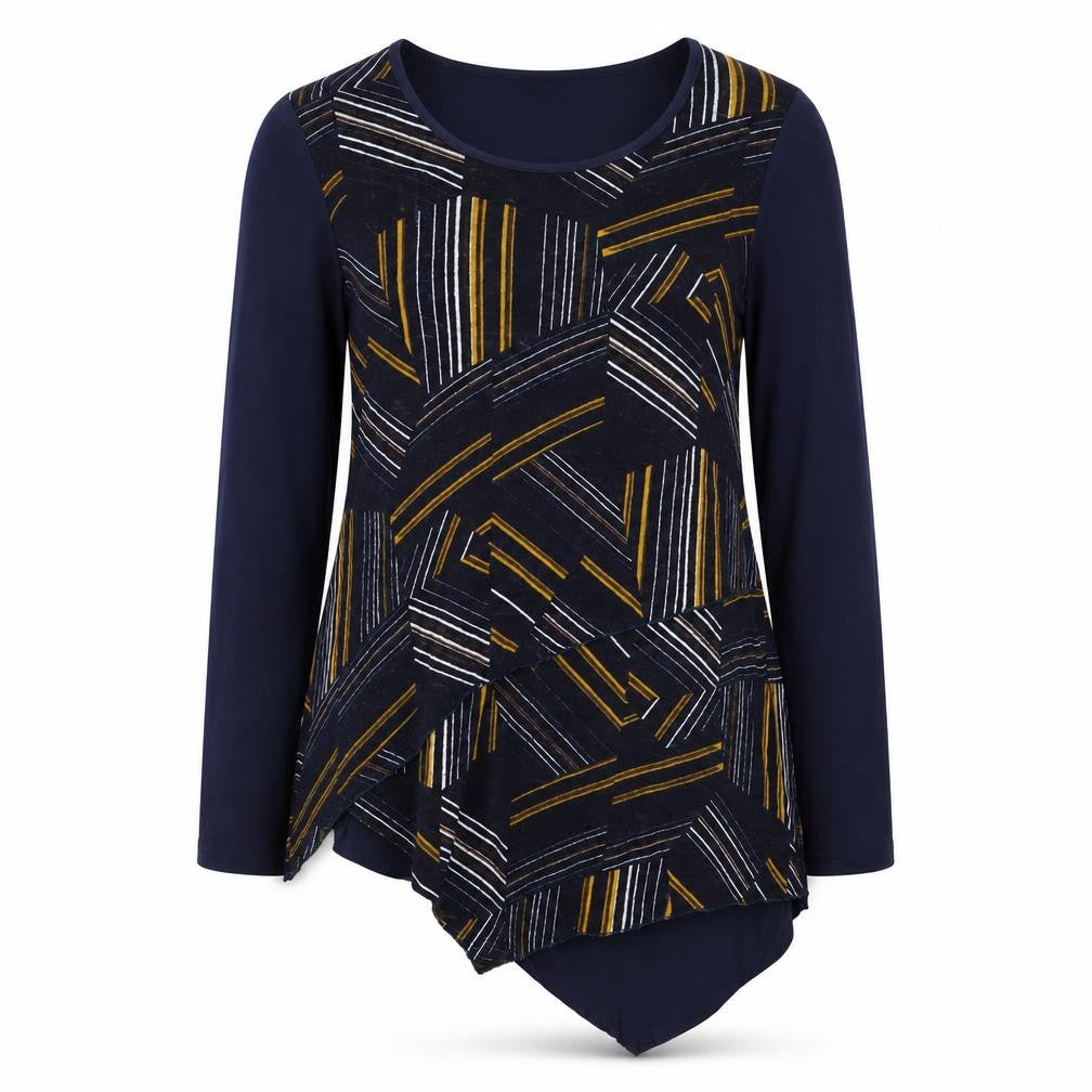 Quiz Women’s Blue Geometric Long Sleeve Tunic Jumper Size 8