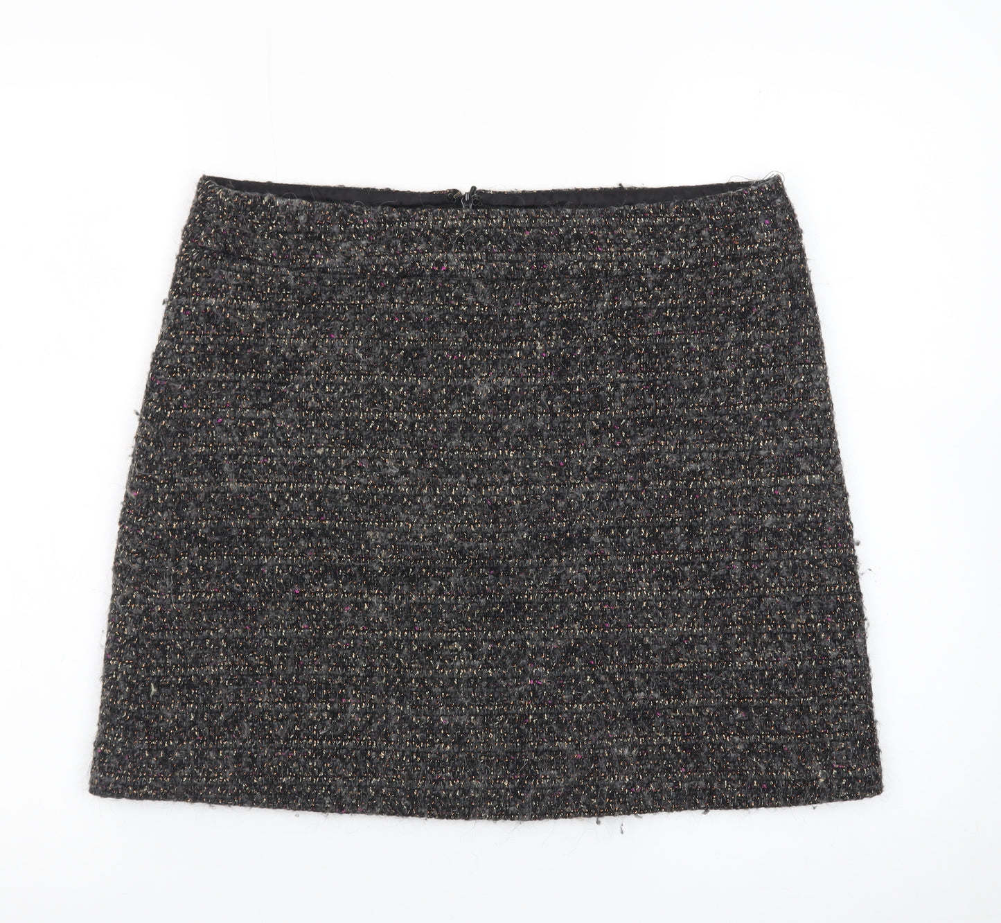 Jigsaw Women Grey Tweed Wool Blend Short Pencil Skirt Size 12