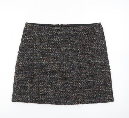 Jigsaw Women Grey Tweed Wool Blend Short Pencil Skirt Size 12