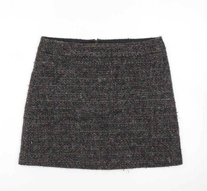 Jigsaw Women Grey Tweed Wool Blend Short Pencil Skirt Size 12