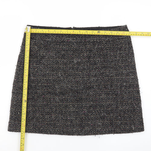 Jigsaw Women Grey Tweed Wool Blend Short Pencil Skirt Size 12