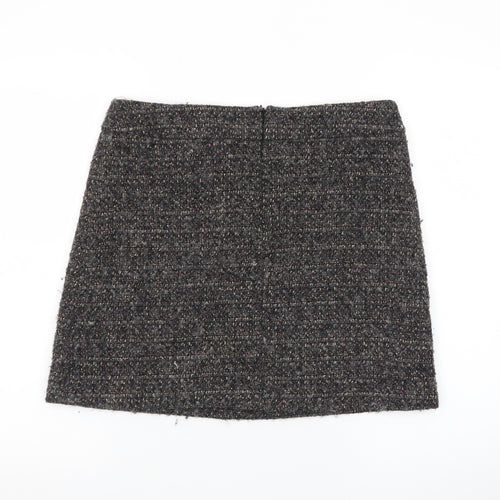 Jigsaw Women Grey Tweed Wool Blend Short Pencil Skirt Size 12