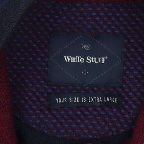 White Stuff Men’s Blue Wool Half Zip Jumper XL High Neck Knit