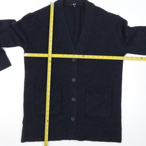 Uniqlo Women Blue Wool Blend V-Neck Button Cardigan M