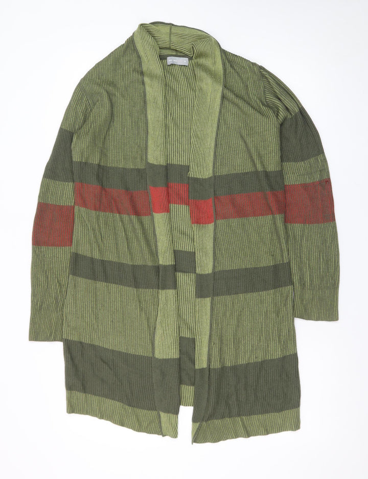 Marks and Spencer Per Una Women Green Striped Long Cardigan Size 14