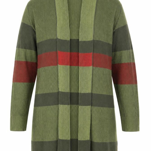Marks and Spencer Per Una Women Green Striped Long Cardigan Size 14