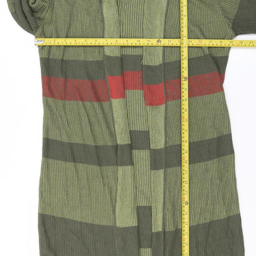 Marks and Spencer Per Una Women Green Striped Long Cardigan Size 14