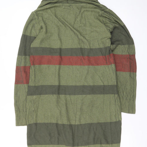 Marks and Spencer Per Una Women Green Striped Long Cardigan Size 14