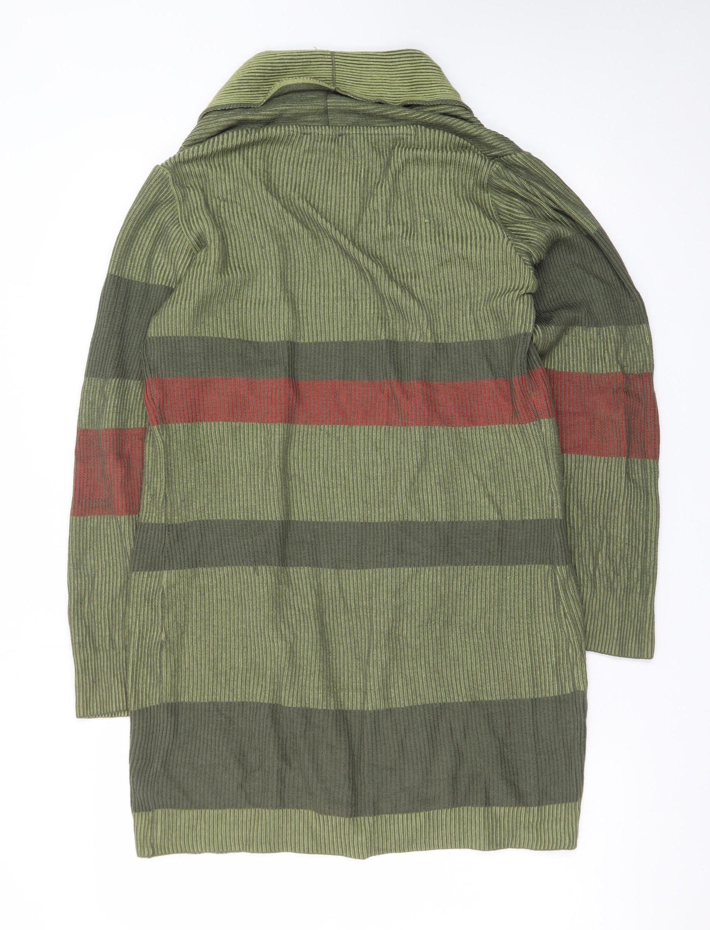 Marks and Spencer Per Una Women Green Striped Long Cardigan Size 14