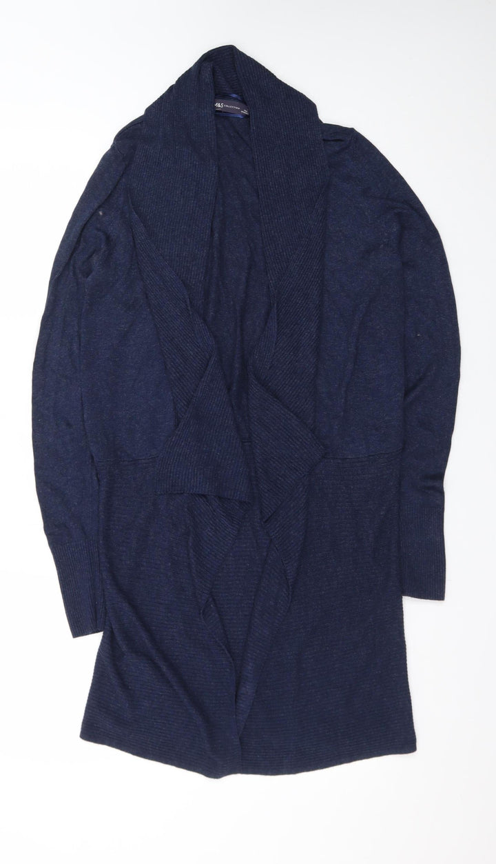 Marks and Spencer Women's Blue Open Knit Long Sleeve Cardigan M