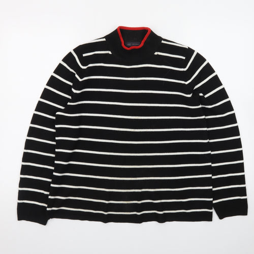 Marks and Spencer Women’s Black Striped Mock Neck Jumper Size 14
