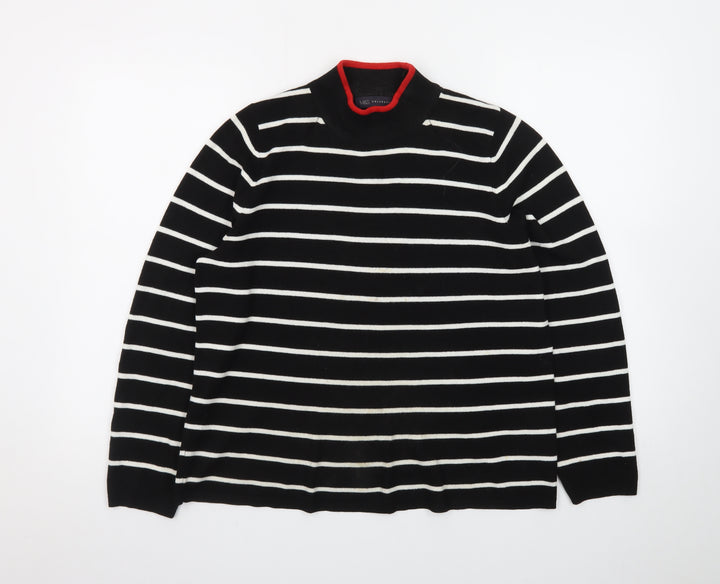 Marks and Spencer Women’s Black Striped Mock Neck Jumper Size 14