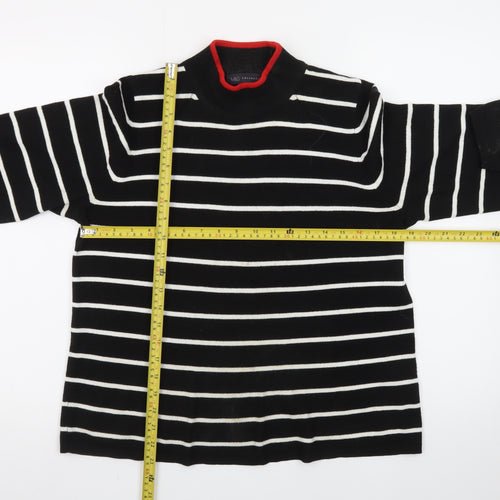Marks and Spencer Women’s Black Striped Mock Neck Jumper Size 14