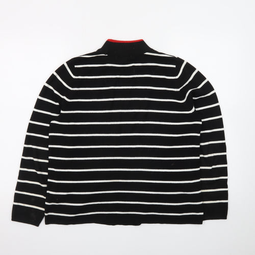 Marks and Spencer Women’s Black Striped Mock Neck Jumper Size 14