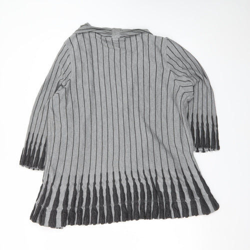 Marks and Spencer Per Una Grey Striped Knit Cardigan Womens Size 20