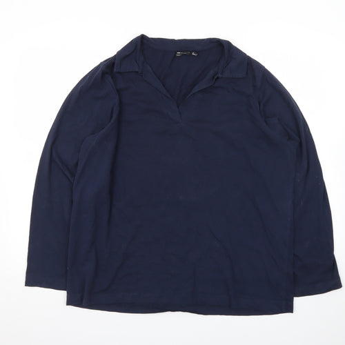 ASOS Women’s Blue Cotton Henley Collared Long Sleeve Jumper Size S