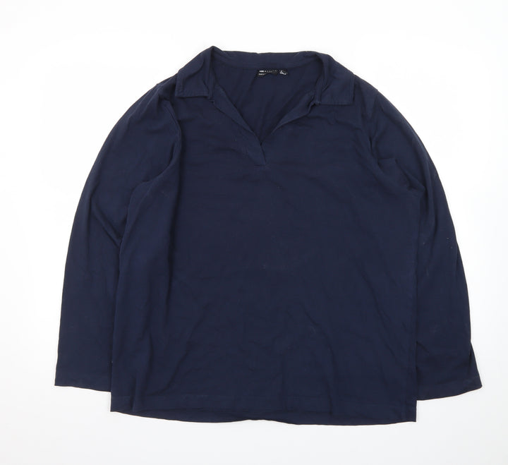 ASOS Women’s Blue Cotton Henley Collared Long Sleeve Jumper Size S