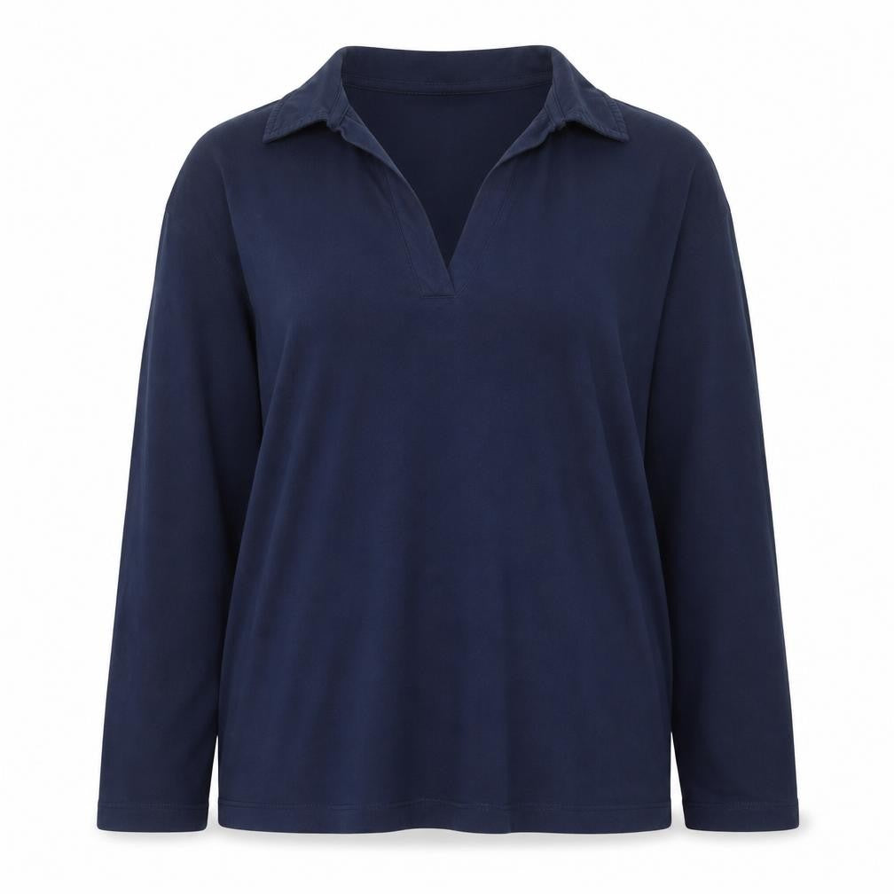 ASOS Women’s Blue Cotton Henley Collared Long Sleeve Jumper Size S