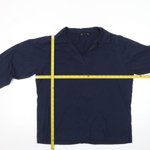 ASOS Women’s Blue Cotton Henley Collared Long Sleeve Jumper Size S