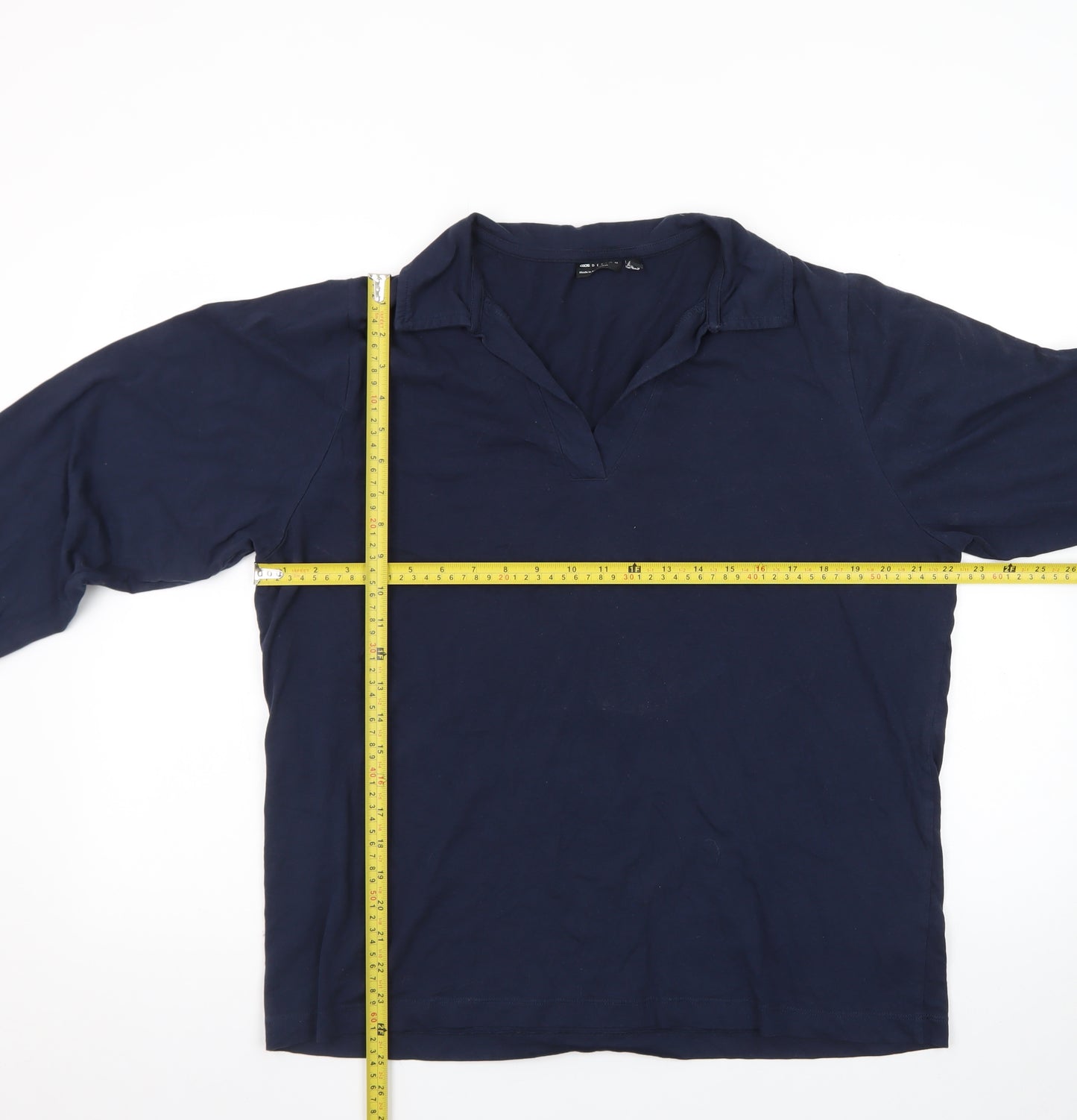 ASOS Women’s Blue Cotton Henley Collared Long Sleeve Jumper Size S