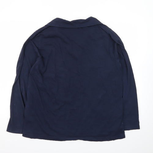 ASOS Women’s Blue Cotton Henley Collared Long Sleeve Jumper Size S