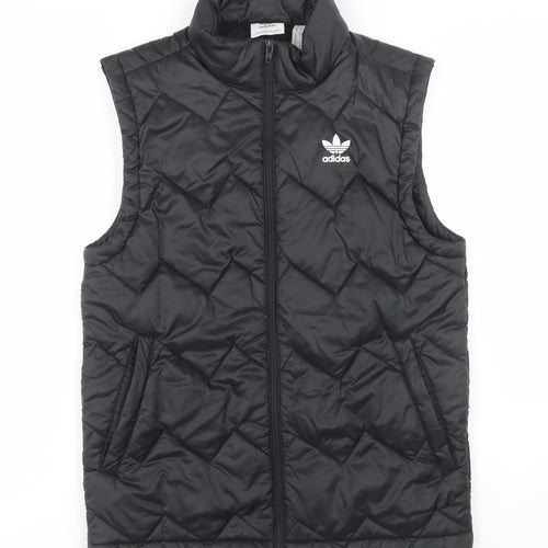 adidas Men's Black Quilted Waistcoat M Regular Fit Full Zip