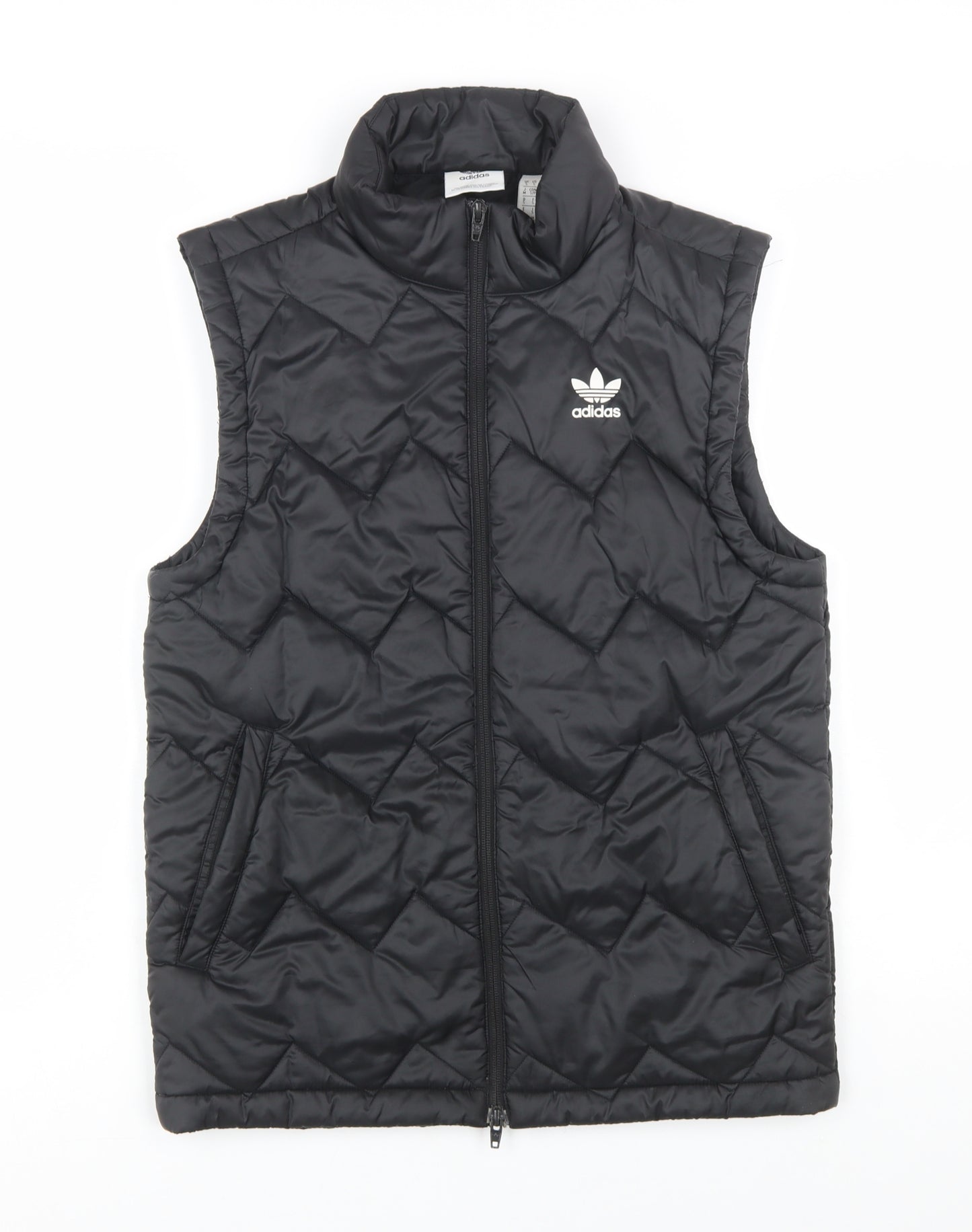 adidas Men's Black Quilted Waistcoat M Regular Fit Full Zip