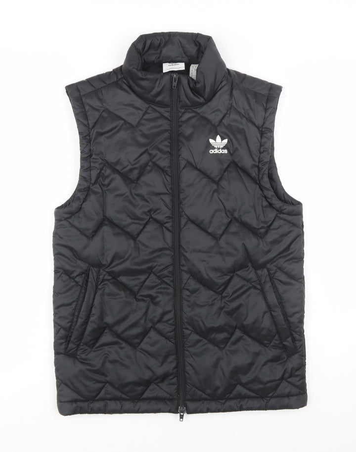 adidas Men's Black Quilted Waistcoat M Regular Fit Full Zip