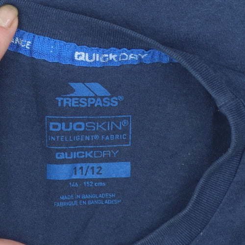 Trespass Boys Blue Quick Dry Graphic Print T-Shirt 11-12 Years