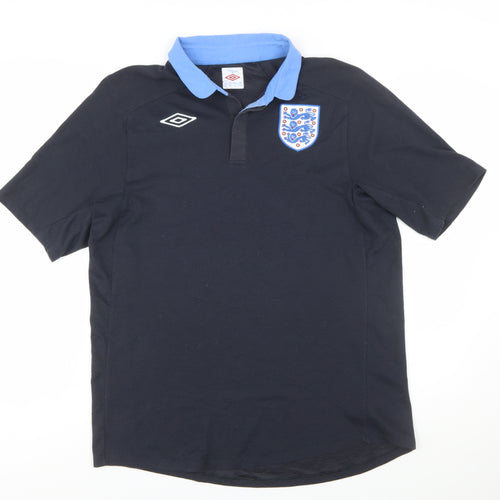 Umbro Men's Black England Football Polo Shirt XL