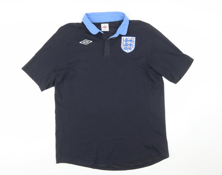 Umbro Men's Black England Football Polo Shirt XL